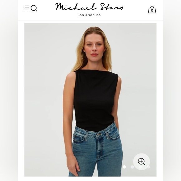 NWT MICHAEL STARS Coco Ruched Boat Neck Ultra Rib Carmine Stretch Tank XS - Picture 2 of 10